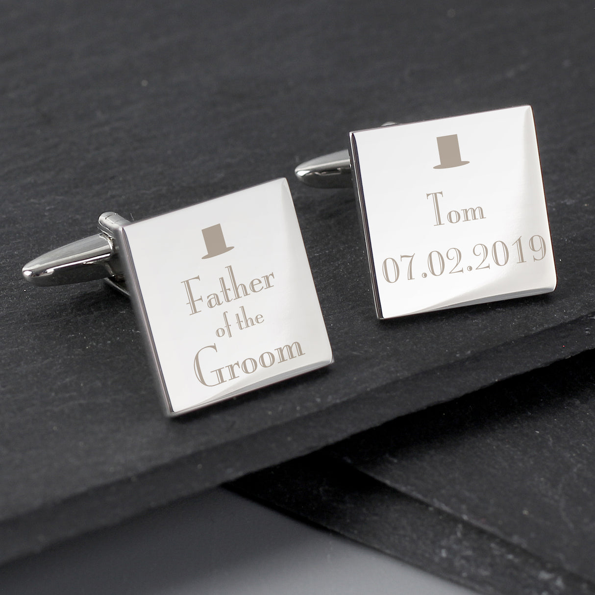 Personalised Wedding Father of the Groom Square Cufflinks Default Title - Cufflinks & Tie Slides at Gift Moments