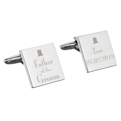 Personalised Wedding Father of the Groom Square Cufflinks - Cufflinks & Tie Slides at Gift Moments