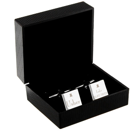 Personalised Wedding Usher Square Cufflinks - Cufflinks & Tie Slides at Gift Moments