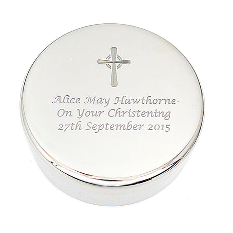 Personalised Rosary Beads and Cross Round Trinket Box - Trinket Boxes at Gift Moments