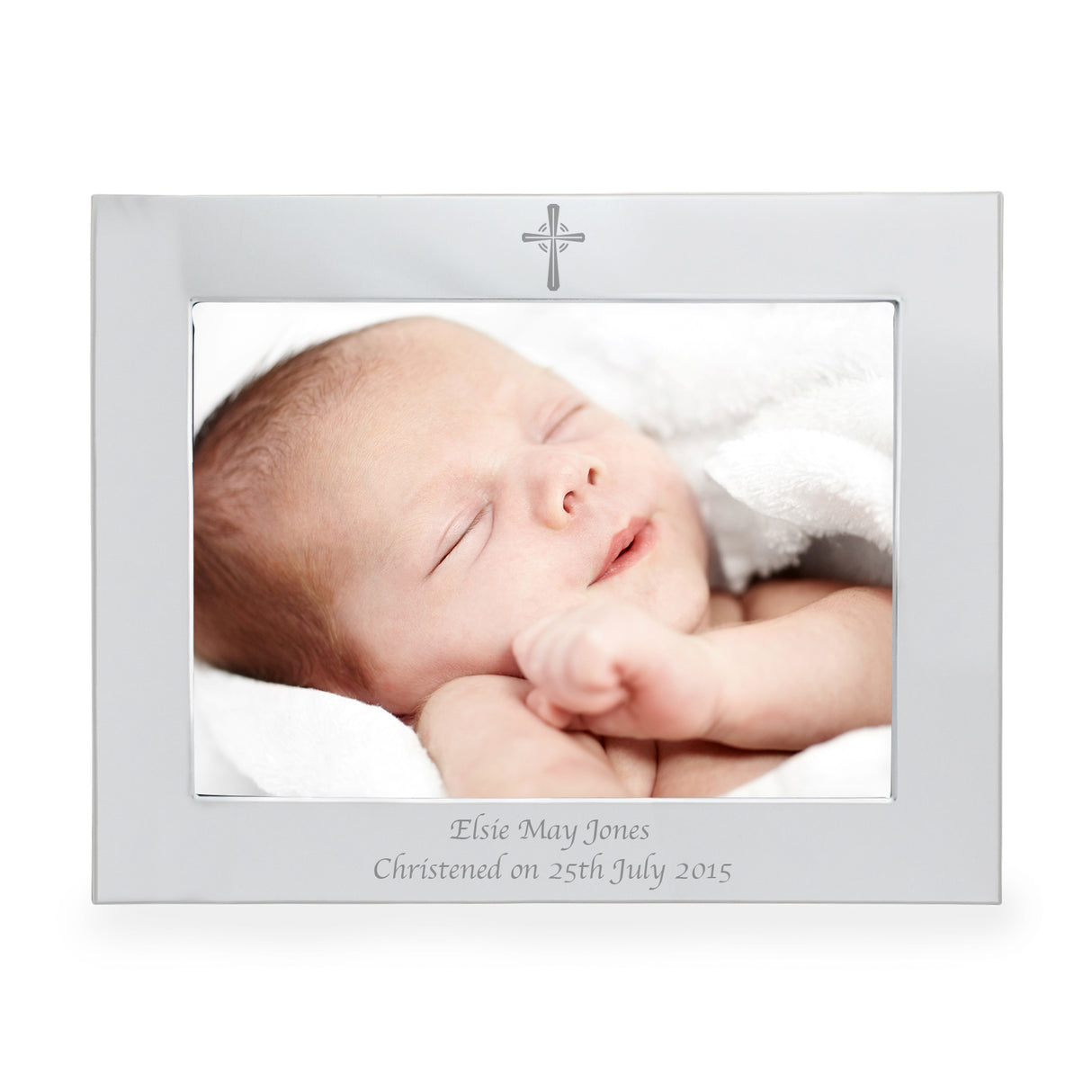 Personalised Silver 5x7 Landscape Cross Photo Frame - Photo Frames at Gift Moments