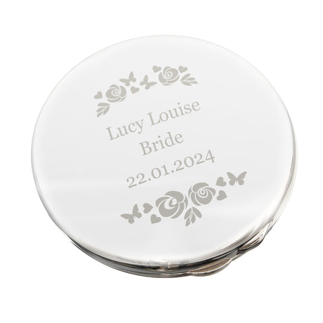 Personalised Vintage Rose Compact Mirror - Compact Mirrors at Gift Moments