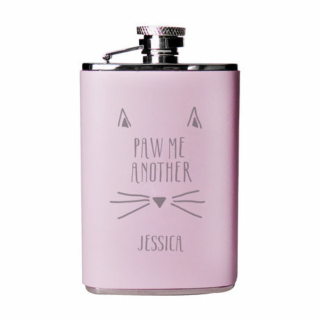 Personalised Paw Me Another Pink Hip Flask - Hip Flasks at Gift Moments