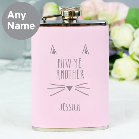 Personalised Paw Me Another Pink Hip Flask - Hip Flasks at Gift Moments