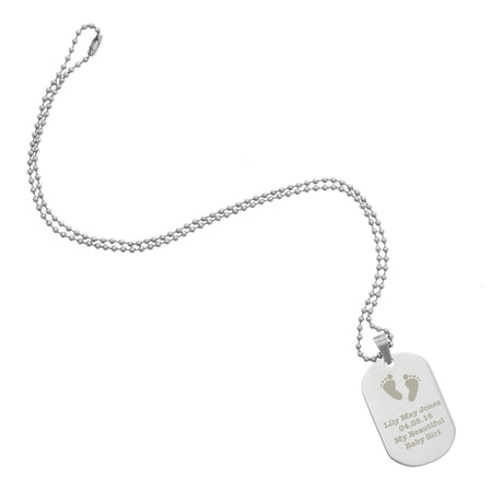 Personalised Footprints Stainless Steel Dog Tag Necklace: 6 - Necklaces By Gift Moments