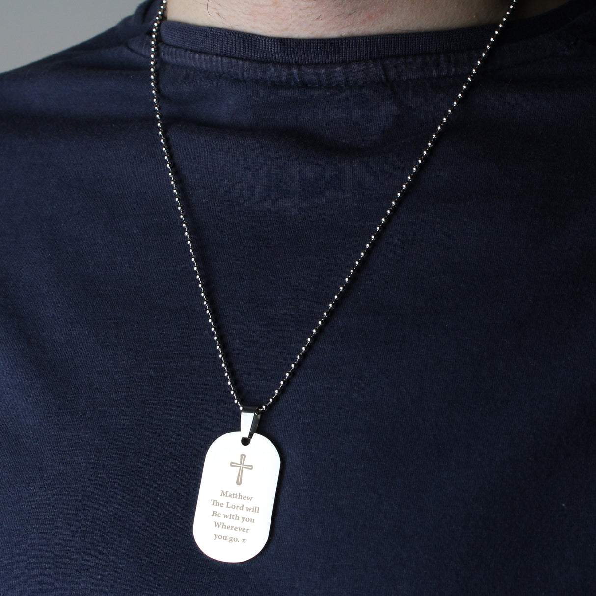 Personalised Cross Stainless Steel Dog Tag Necklace - Jewellery at Gift Moments