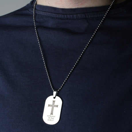 Personalised Cross Stainless Steel Dog Tag Necklace - Jewellery at Gift Moments