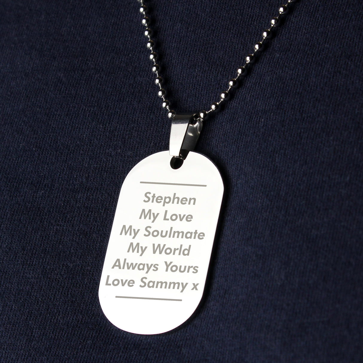 Personalised Stainless Steel Dog Tag Necklace: 3 - Necklaces By Gift Moments