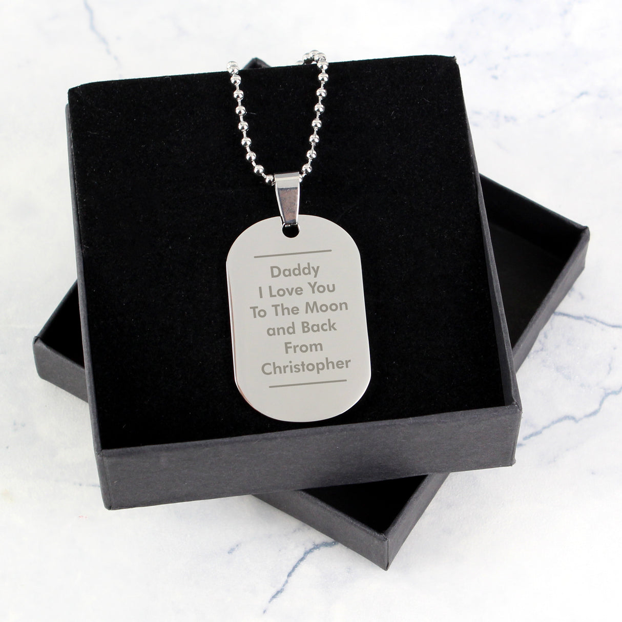 Personalised Stainless Steel Dog Tag Necklace: 4 - Necklaces By Gift Moments