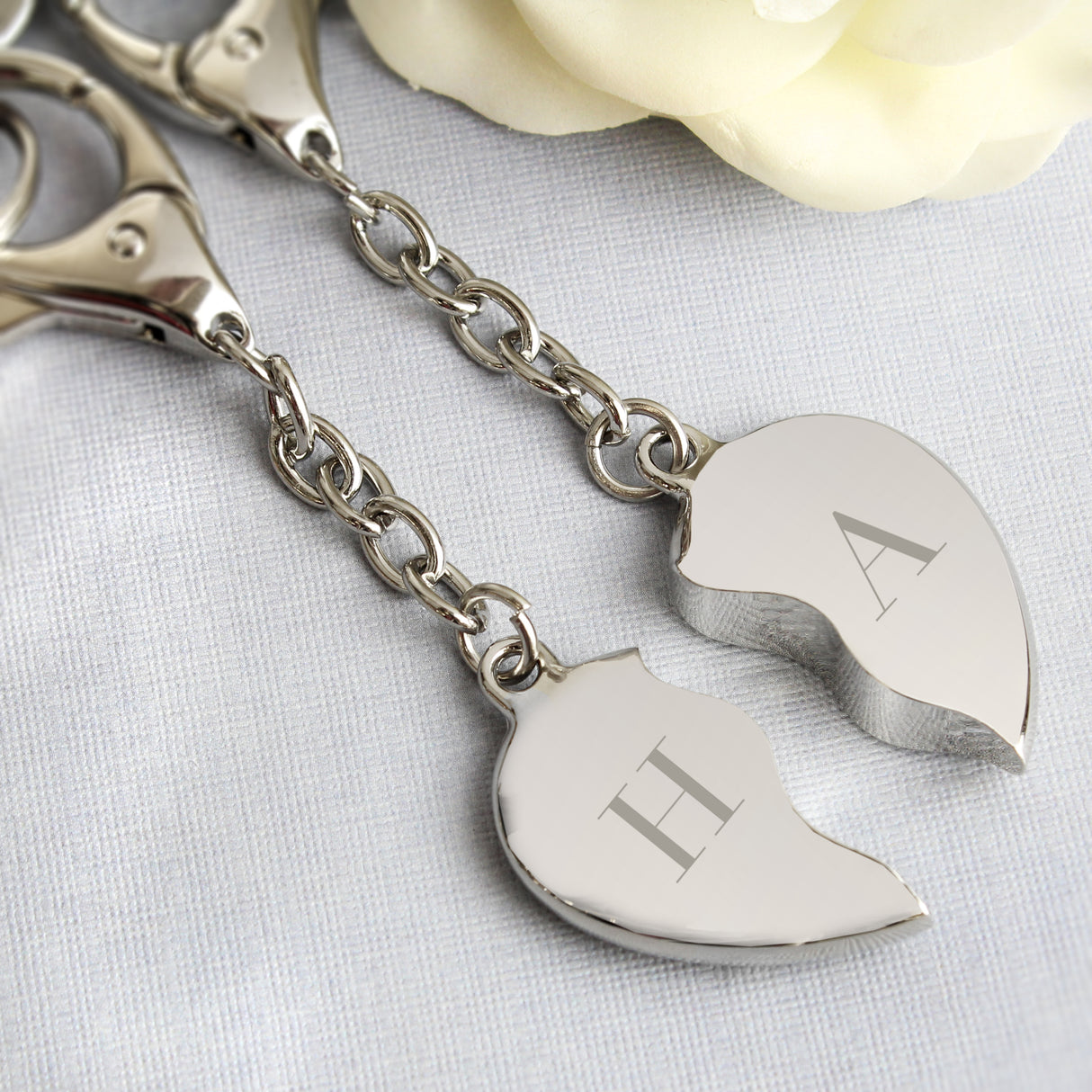 Personalised Initials Two Hearts Keyring - Keyrings at Gift Moments