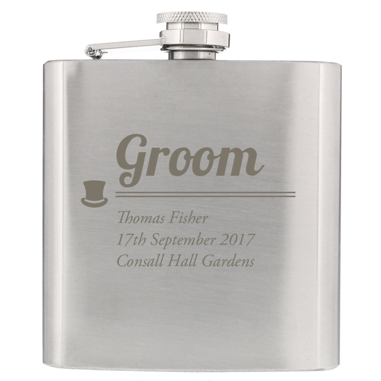 Personalised Stainless Steel Groom Hip Flask: 2 - Hip Flasks By Gift Moments