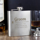 Personalised Stainless Steel Groom Hip Flask: 3 - Hip Flasks By Gift Moments