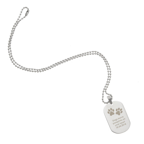 Personalised Paw Prints Stainless Steel Dog Tag Necklace - Jewellery at Gift Moments