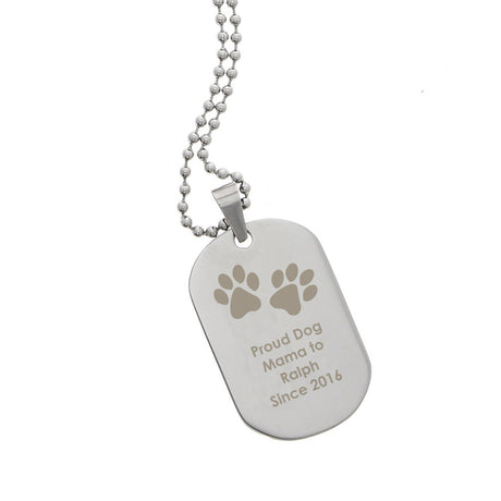 Personalised Paw Prints Stainless Steel Dog Tag Necklace - Jewellery at Gift Moments