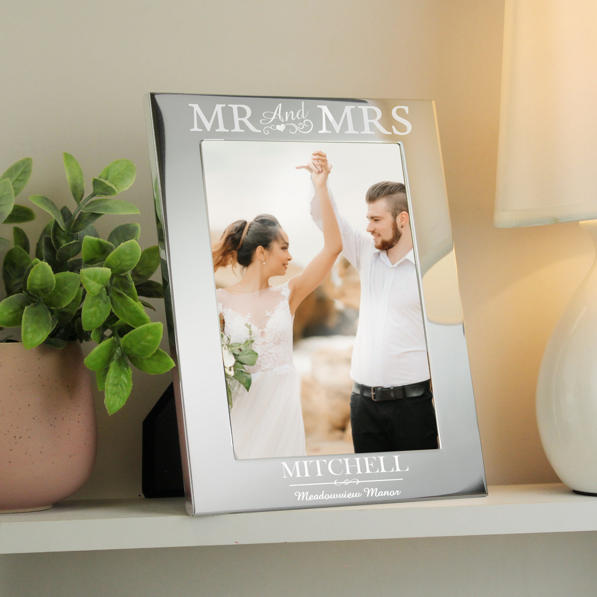 Personalised Mr & Mrs Silver Photo Frame 5x7: 2 - Photo Frames By Gift Moments