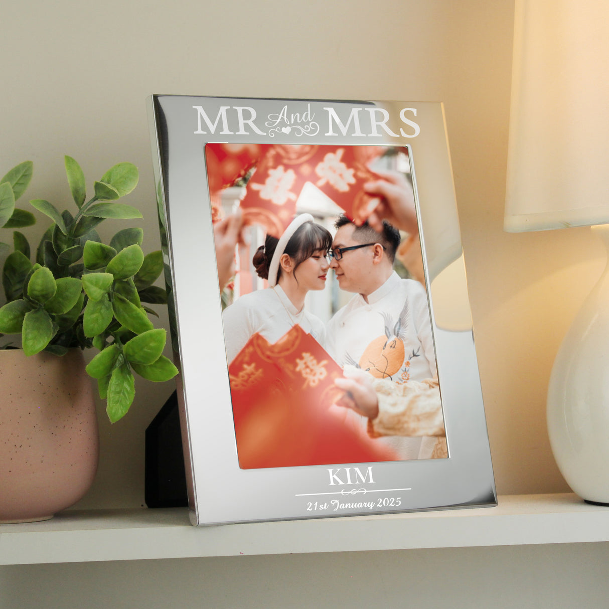 Personalised Mr & Mrs Silver Photo Frame 5x7: 5 - Photo Frames By Gift Moments