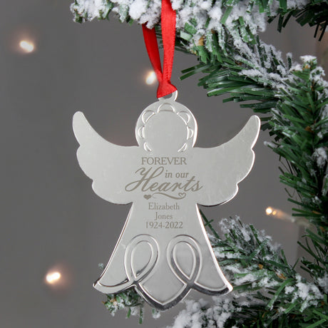 Personalised In Our Hearts Angel Metal Decoration Default Title - Christmas Decorations at Gift Moments