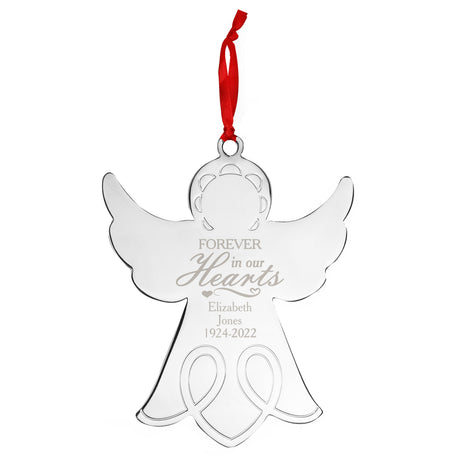 Personalised In Our Hearts Angel Metal Decoration - Christmas Decorations at Gift Moments