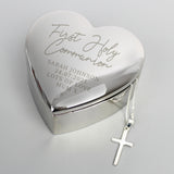 Personalised First Holy Communion Heart Trinket Box & Cross Necklace Set Default Title - Jewellery at Gift Moments