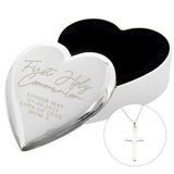 Personalised First Holy Communion Heart Trinket Box & Cross Necklace Set - Jewellery at Gift Moments