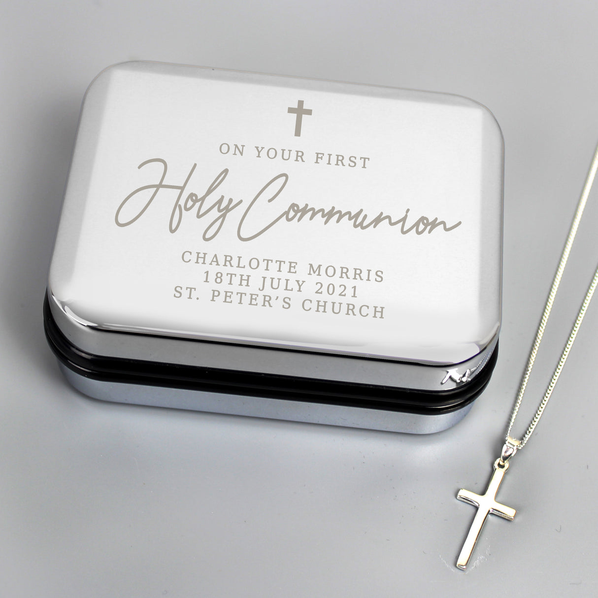 Personalised First Holy Communion Box & Cross Necklace Set Default Title - Jewellery at Gift Moments