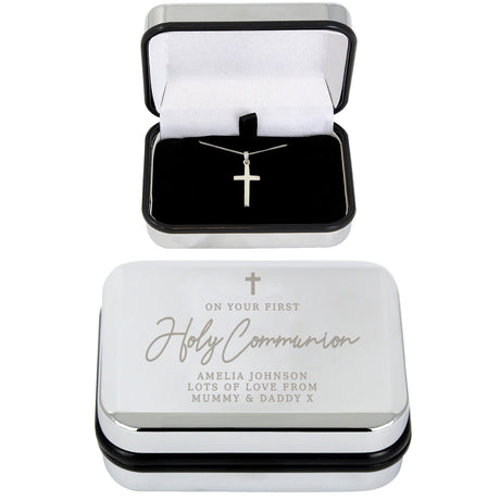 Personalised First Holy Communion Box & Cross Necklace Set - Jewellery at Gift Moments