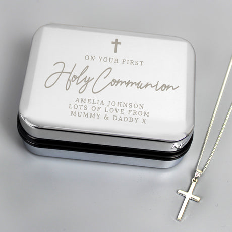 Personalised First Holy Communion Box & Cross Necklace Set - Jewellery at Gift Moments