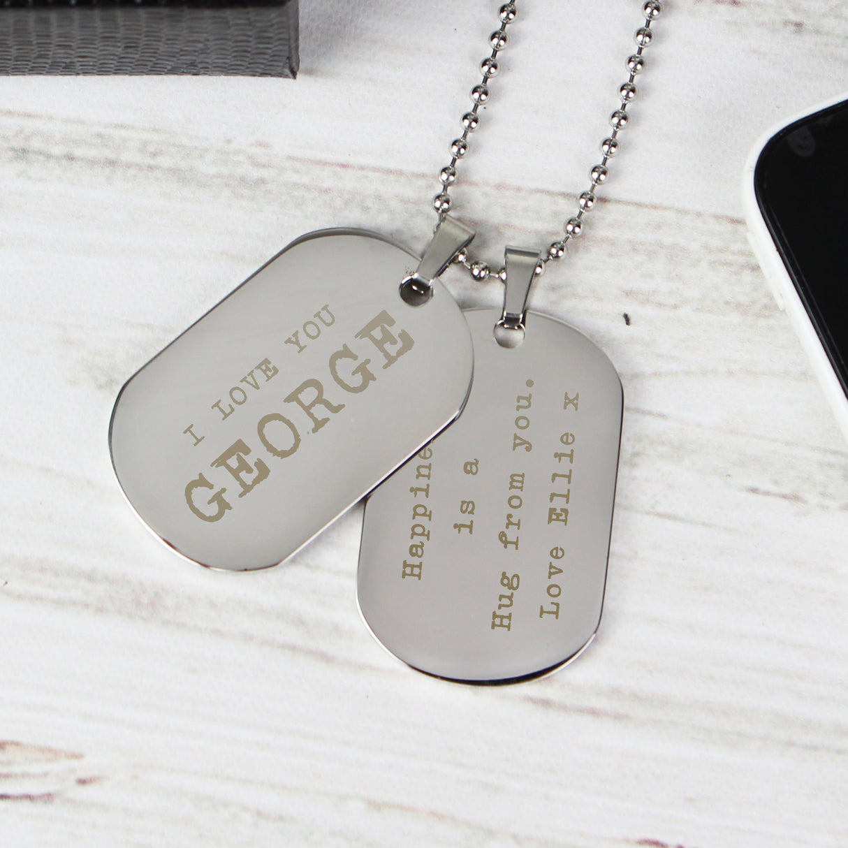 Personalised Free Text Steel Double Dog Tag Necklace - Jewellery at Gift Moments