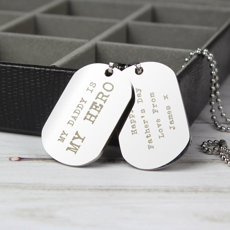 Personalised Free Text Steel Double Dog Tag Necklace - Jewellery at Gift Moments