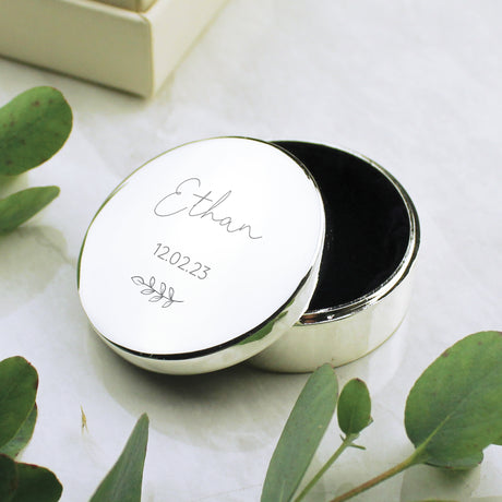 Personalised Botanical First Tooth/Curl Trinket Box - Trinket Boxes at Gift Moments