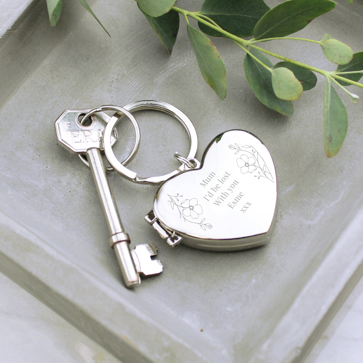 Personalised Floral Heart Photo Frame Keyring - Keyrings at Gift Moments