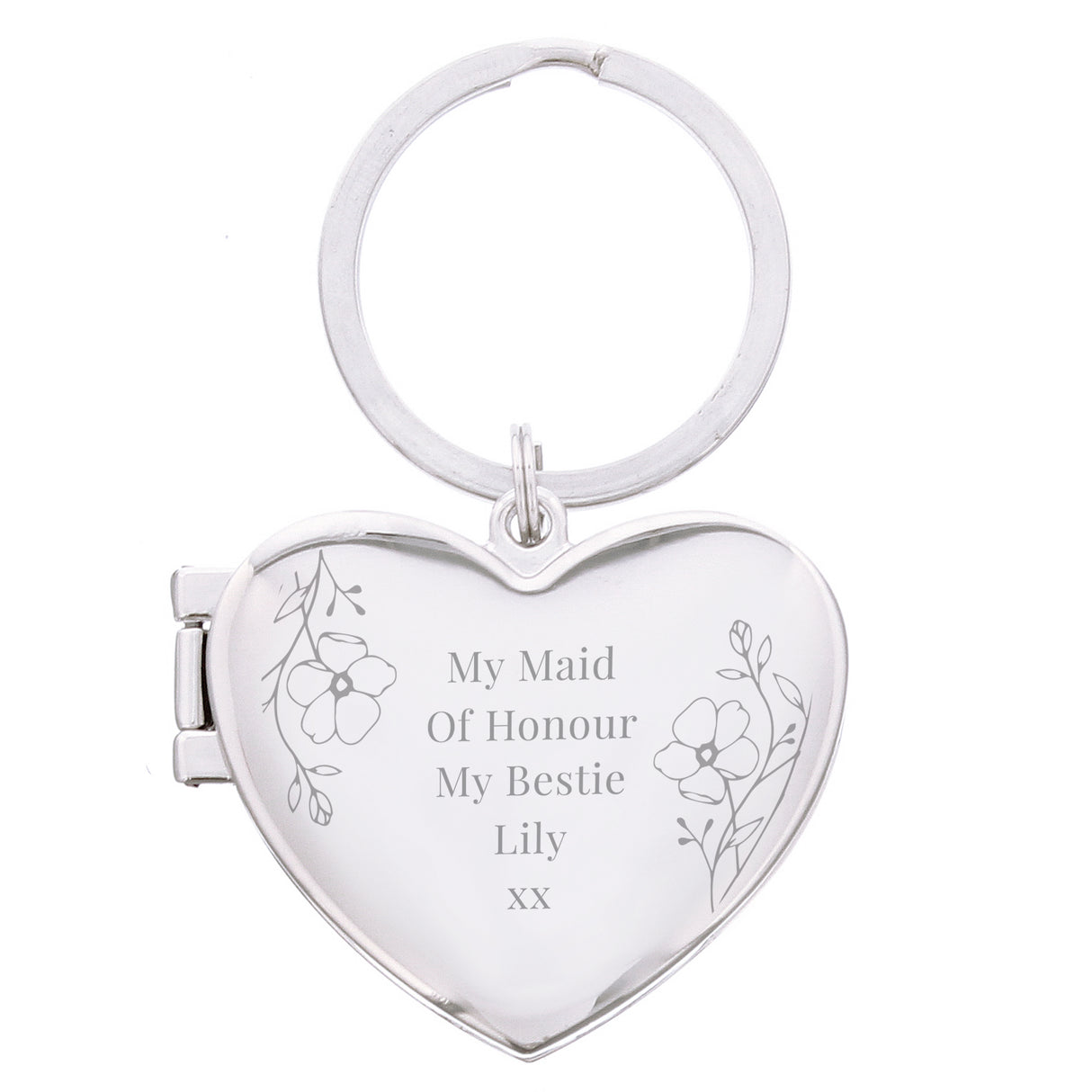 Personalised Floral Heart Photo Frame Keyring - Keyrings at Gift Moments