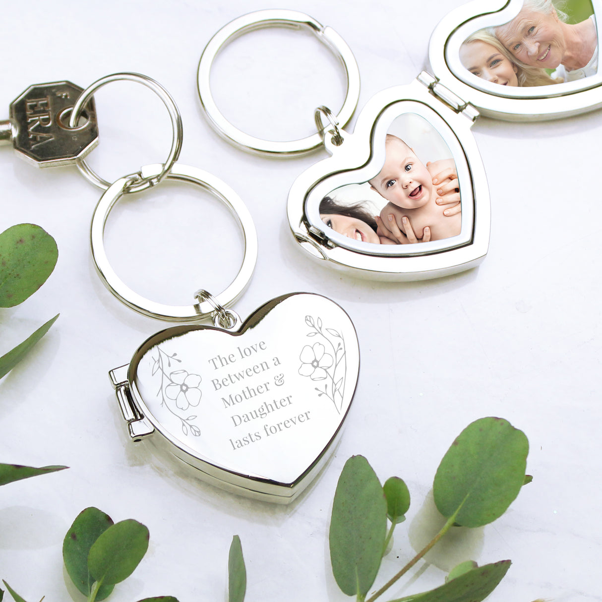 Personalised Floral Heart Photo Frame Keyring - Keyrings at Gift Moments