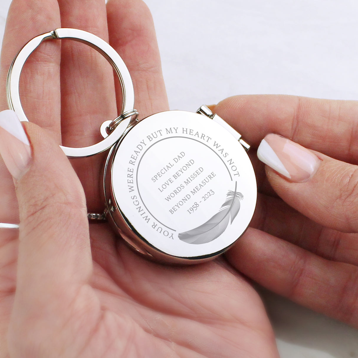 Personalised In Loving Memory Round Photo Keyring - Keyrings at Gift Moments