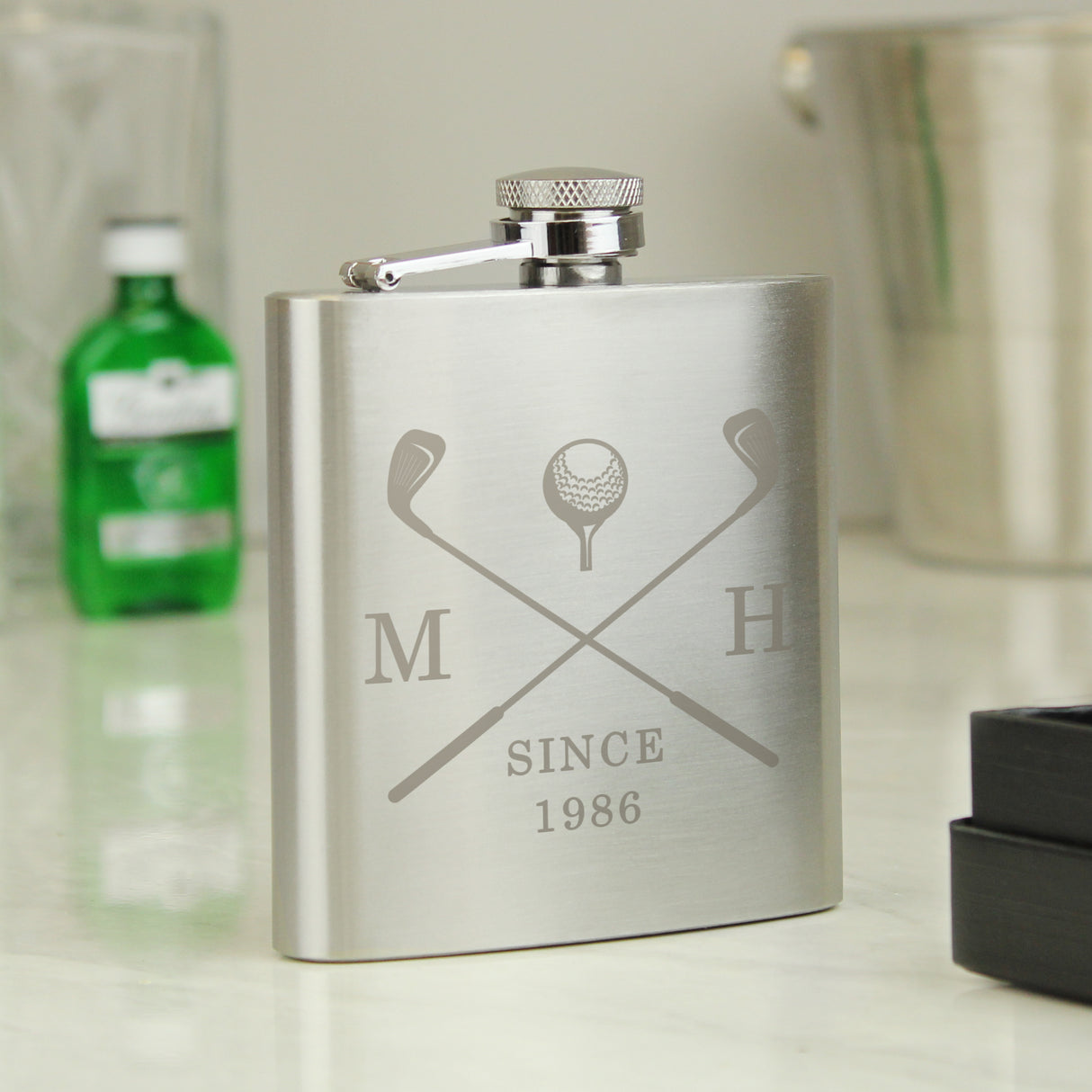 Personalised Golf Stainless Steel Hip Flask: 1 - Hip Flasks By Gift Moments