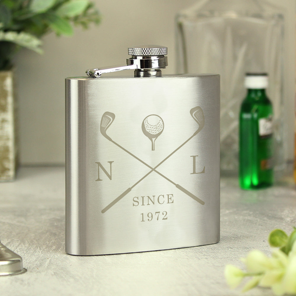 Personalised Golf Stainless Steel Hip Flask: 6 - Hip Flasks By Gift Moments