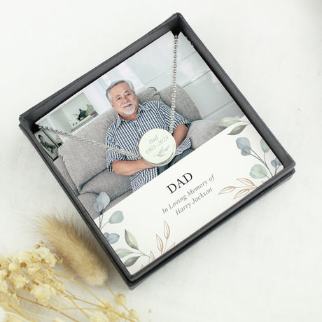 Personalised Botanical Memorial Photo Upload Necklace and Box - Jewellery at Gift Moments