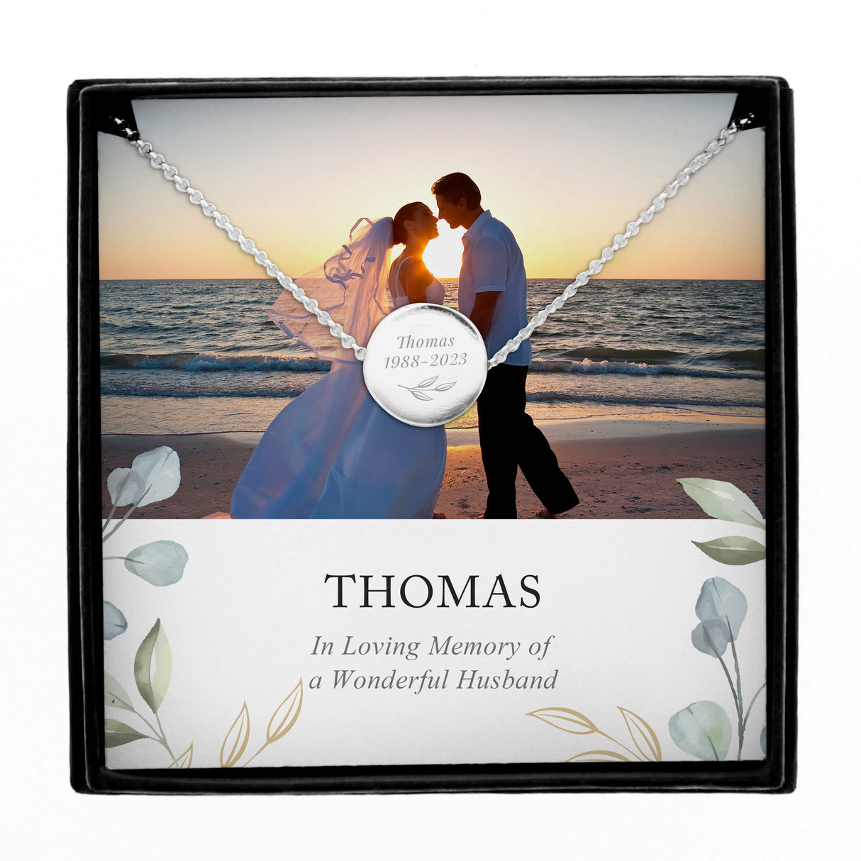 Personalised Botanical Memorial Photo Upload Necklace and Box - Jewellery at Gift Moments