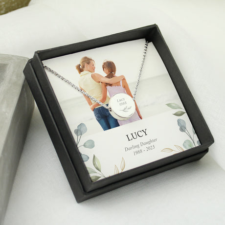 Personalised Botanical Memorial Photo Upload Necklace and Box - Jewellery at Gift Moments