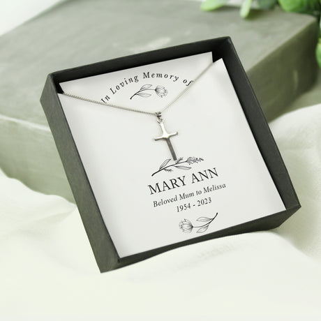 Personalised In Loving Memory Cross Sentiment Necklace and Box - Jewellery at Gift Moments