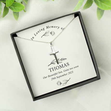 Personalised In Loving Memory Cross Sentiment Necklace and Box - Jewellery at Gift Moments