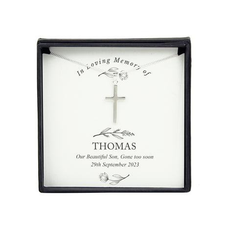 Personalised In Loving Memory Cross Sentiment Necklace and Box - Jewellery at Gift Moments