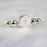 Personalised Silver Plated Cross Round Bracelet Default Title - Jewellery at Gift Moments