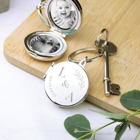 Personalised Foliage Couples Photo Keyring - Keyrings at Gift Moments