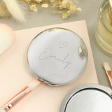 Personalised Silver Heart Motif Round Compact Mirror Default Title - Compact Mirrors at Gift Moments