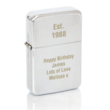 Personalised Silver Lighter - Custom Engraved Gift - Smoking Accessories at Gift Moments