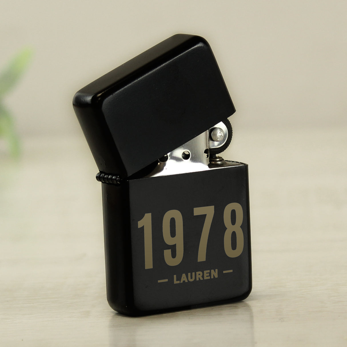 Personalised Date & Name Black Lighter - Smoking Accessories at Gift Moments