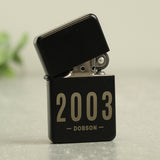 Personalised Date & Name Black Lighter - Smoking Accessories at Gift Moments