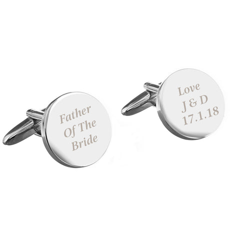 Personalised Any Message Round Cufflinks - Cufflinks & Tie Slides at Gift Moments