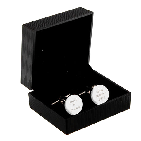 Personalised Any Message Round Cufflinks - Cufflinks & Tie Slides at Gift Moments